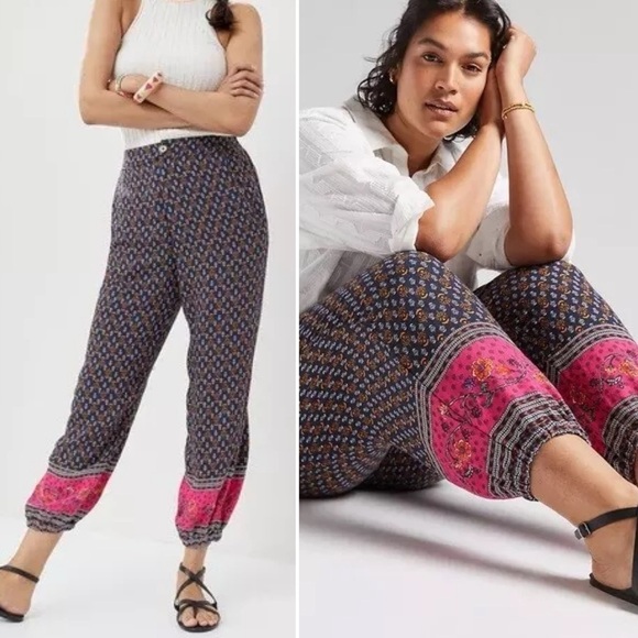 Anthropologie Greta Smocked Balloon-Leg Pants Sz 4 - Picture 1 of 7